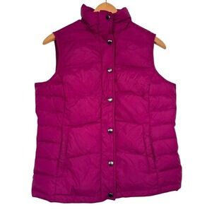 Lands End Womens Puffer Vest Pink Full Zip Stand Collar Pockets Size XS